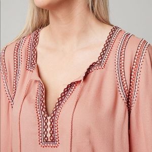 Lucky Brand Pink Embroidered Blouse